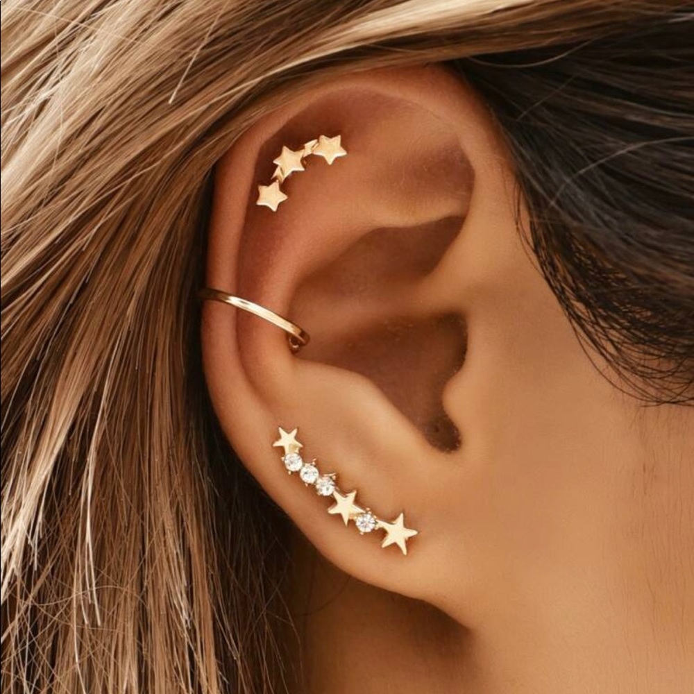 4 pc gold star earring set
